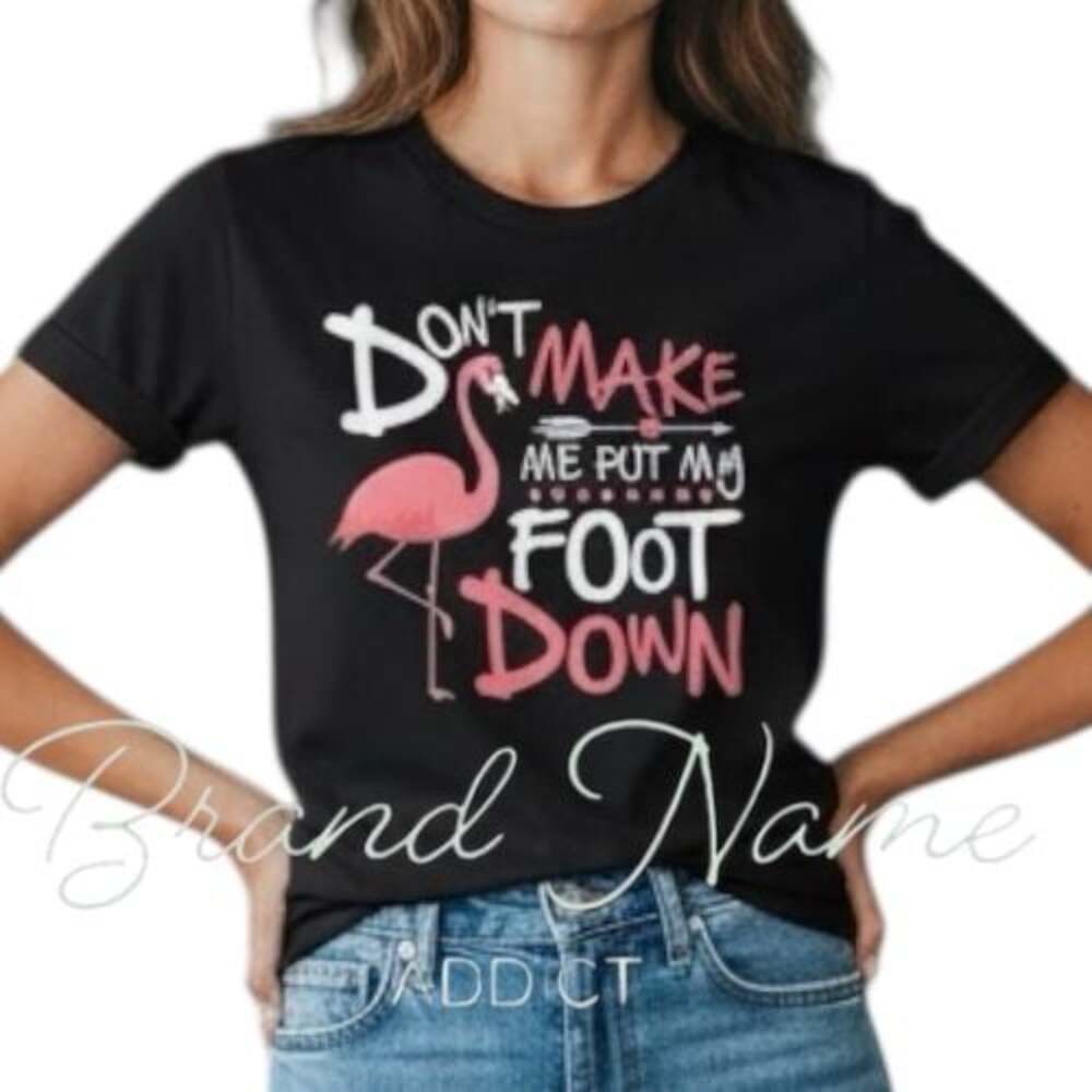 PRICE IS FIRM - Flamingo Graphic Tee - "Don't Make Me Put My Foot Down" Shirt - Picture 3 of 4